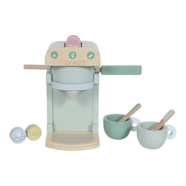 Little Dutch Wooden Espresso Machine - Start your day with a delicious breakfast! With this Little Dutch wooden espresso machine, the daily process of breakfast will become a game! Make coffee with your child and learn the flavours of espresso!