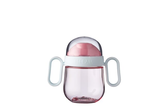 MEPAL. Educational cup with handles 200ml (pink) - Leakproof sippy cup Mepal Mio with a capacity of 200 ml / 6.7 oz . The cup has two low-profile spouts, one on each side of the cup.