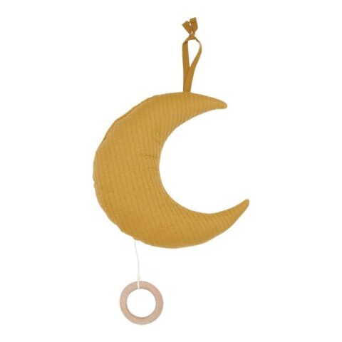 LD20830180 LITTLE DUTCH. Musical Moon Pure Ochre 27 x 27 - Beautiful moon for the sweetest dreams and with a happy melody that will ideally lull the child to sleep.