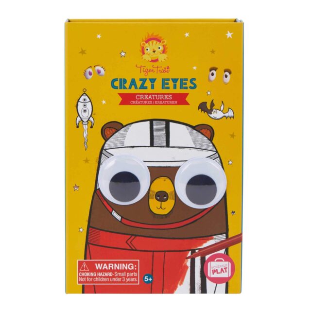 BER-3760265 TIGER TRIBE. Painting block  "Crazy Eyes – Creatures" - Crazy Eyes - Creatures takes creativity to the next level. Kids can colour in the original illustrations of robots, bears and more, completing the pictures with the stick-on googly eyes included, then pull the finished artwork from the booklet and display on the fridge for all to admire. This is our classic colouring set with an edge.                                                                           Opportunity to play without a screen and internet connection