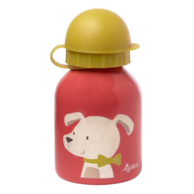 Sigikid Children's Stainless Steel Bottle 250ml 'Doggy' Code: 25027 - Stainless steel beverage bottles are great as sustainable solution to keep your kid hydrated! Our little bottle has the perfect size and volume (250 ml) for little tykes and a cute, colourful puppy design which appears again on a set of tablewear and a lunchbox-set.                                                                   80% Edelstahl, 15% Polypropylen, 5% Polyethylen                                                3-8 years