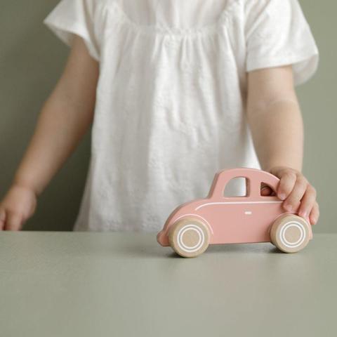 Seconds image for LD7000 LITTLE DUTCH. Wooden scarab car (pink) - Wooden car for hours of play.
