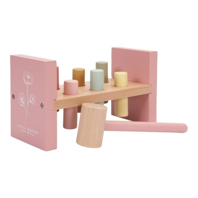 LD7025 LITTLE DUTCH. Wooden matching game with hammer Flowers - Wooden hammer matching wooden toy.