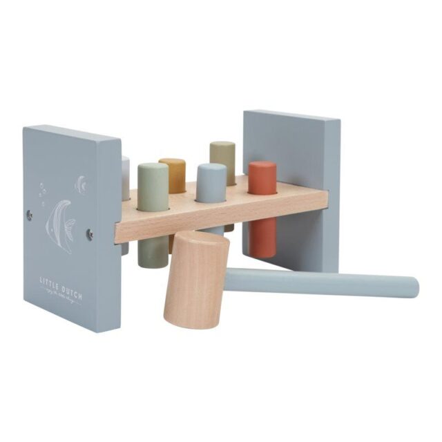 LD7026 LITTLE DUTCH. Wooden matching game with Ocean hammer - Wooden hammer matching wooden toy.