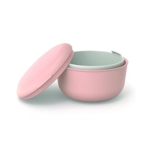 Seconds image for EX89837 EKOBO. Store & go food container - Our smallest food storage container lives a double life as a snack cup! It features our signature BPA free base and a 100% LEAK-PROOF, premium food-grade silicone lid. Fill them with apple sauce for baby, or nuts for toddlers on up