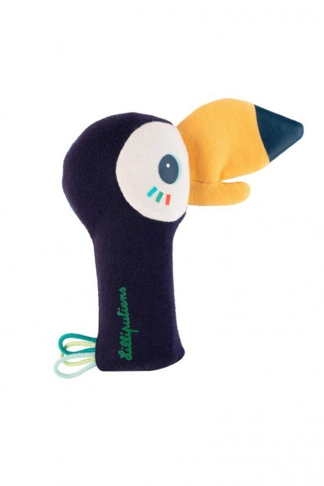 LI83097 LILLIPUTIENS- Rattle Pablo - Soft rattle that captivates small children by producing a funny sound when pressed! Pressure rattle that enhances motivation and piques the interest of children through its colours and the sound it produces.