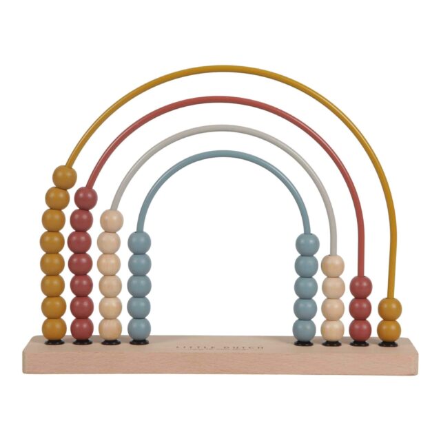 LD4700 LITTLE DUTCH. Rainbow abacus Pure & Nature - Counting is an essential skill and a lot more fun now with this nostalgic and yet modern abacus from Little Dutch’s Pure & Nature Collection. The rainbow is made of coloured metal arches on a wooden base with 10 wooden beads on each arch. The abacus is not only educational, but also looks nice in the playroom or children’s room. Made of FSC certified wood.