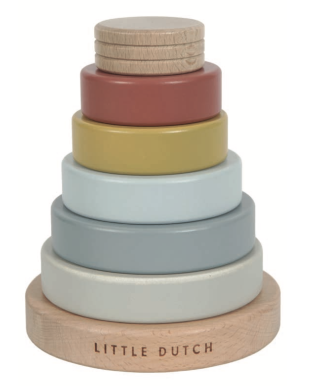 Seconds image for LD4703 LITTLE DUTCH. Stacking rings Pure & Nature - This playful stacking ring from Little Dutch’s Pure & Nature Collection encourages children to sort the wooden rings in size and stack them on the post in the correct order. This toy is designed to stimulate your child’s fine motor skills and contributes to a good hand-eye coordination. The Little Dutch stacking ring is also very suitable as a baby shower gift or a decorative item in the nursery. Made of FSC certified wood.