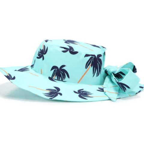 LITTLE LADY HAT AQUA PALMS - The Little Lady Hat is a lightweight, cotton hat that is both modern and stylish.