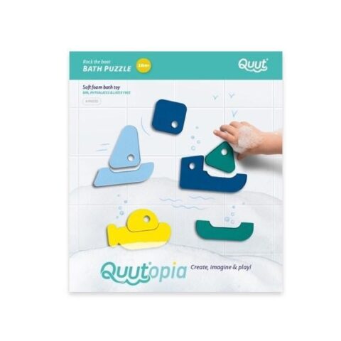 QU171737 Quutopia. Παιχνίδι μπάνιου - παζλ Βαρκάκια - Τρισδιάστατο παζλ για το μπάνιο, από τη νέα σειρά Quutopia της εταιρίας Quut. Τα κομμάτια του απεικονίζουν χρωματιστά βαρκάκια, με τα οποία τα μικρά παιδιά διασκεδάζουν παίζοντας κατά τη διάρκεια του μπάνιου! Παράλληλα βελτιώνουν τις κινητικές τους δεξιότητες, συνδυάζοντας διαφορετικά σχήματα και χρώματα και δημιουργώντας υπέροχες ιστορίες.