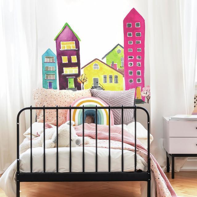 RMK4011 RoomMates. Wall Stickers "Painted buildings" - Decorate the room in your own personal, elegant way with the help of RoomMates' quality stickers! RoomMates stickers leave no marks when removed.