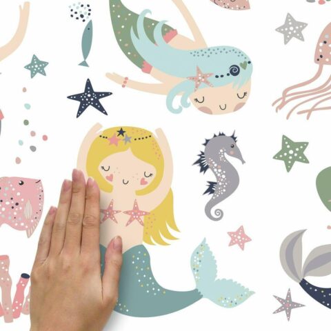 RMK4394 RoomMates. Wall stickers "Pastel Mermaids". - Decorate the room in your own personal, elegant way with the help of RoomMates' quality stickers! RoomMates stickers leave no marks when removed.
