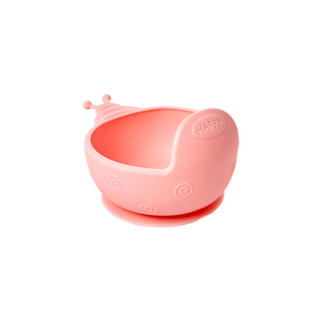 RΙCΕ-ΚΙΒΟW-SΙSΝΙ RICE. Silicone bowl with suction cup bottom (pink) - Practical and cute silicone bowl for babies by Rice, featuring a pink snail!