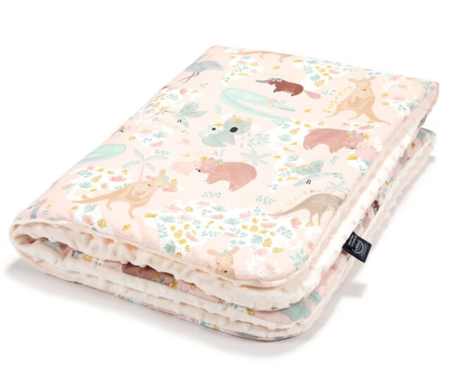 CHILDREN'S BLANKET (M) DUNDEE & FRIENDS PINK – ECRU - La Millou's double-sided children's blankets (100 cm x 80 cm) are the best company for winter.
