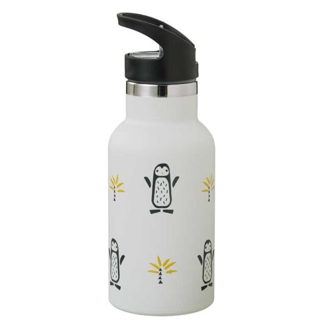Fresk: Stainless steel warmer 350ml with double stopper-Penguin - It is beautiful and very practical because it will keep your drink hot or cold for over 8 hours!