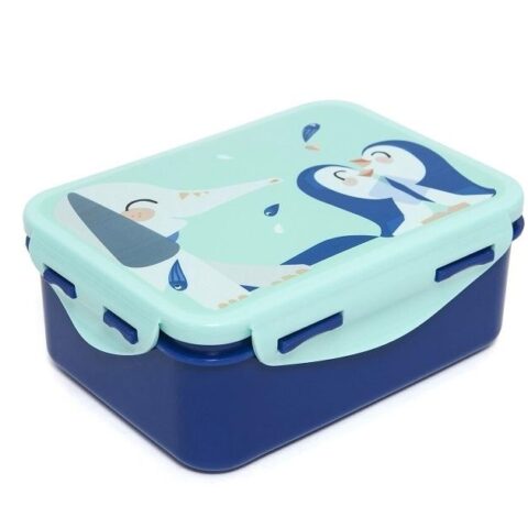 Petit Monkey -Lunch Box Elephant and Pinguins W017769 - How cool is this elephants lunchbox. Very easy to store your lunch, sandwiches of anything else you like to store. Navy blue box + a mint lid.