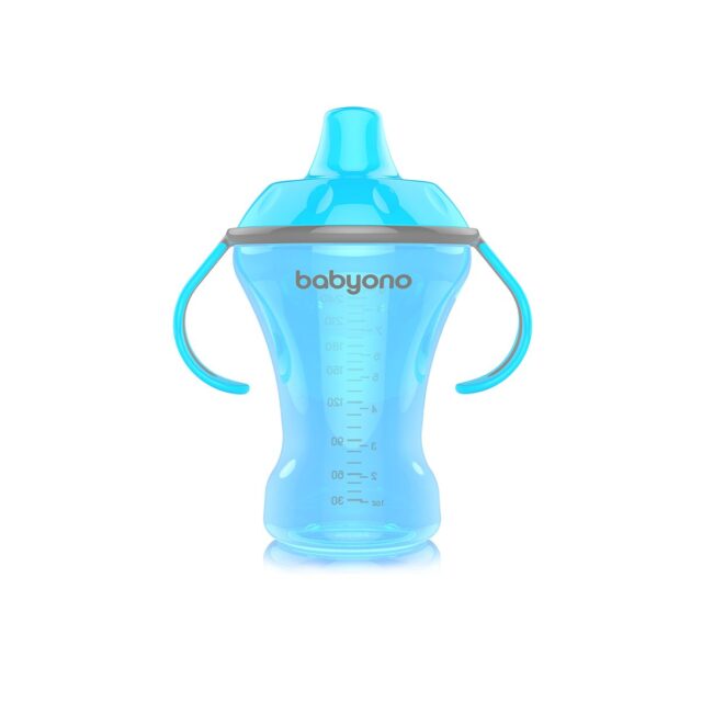 BabyOno: Non-spill cup 270ml - The new Baby Ono cup is one of the most beautifully designed on the market. It's leak-proof, has a hard spout against leaks and closes with its airtight lid. It helps baby to easily transition from the bottle and allows for safe and comfortable use. Its ergonomic handles are rubber-coated for a perfect non-slip grip and fit perfectly in little hands. The sealing valve prevents leaks. It is removable, made of silicone and washable for perfect cup hygiene. Its innovative shape helps little babies to hold the cup more easily.Ideal for walks and outings.