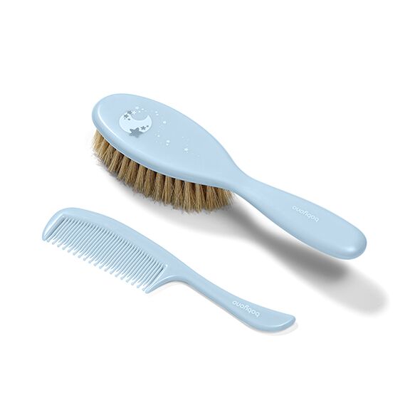 BabyOno: Soft natural brush and comb Blue - The soft bristle is ideal for brushing on baby's fine hair.