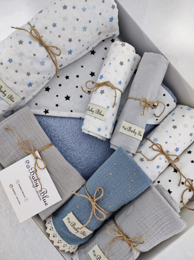 Blue Grey Stars & White Stars - Your preparation for the born of the new baby  has the BabyBlue stamp!!