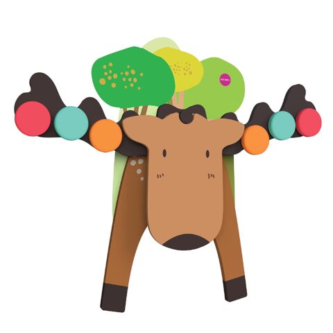 ORIBEL Vertiplay Wall Toy ‘GOOFY MOOSE’ - Wooden balance game from ORIBEL and the VERTIPLAY series. Use the magnetic discs to balance the horns on Mr. Moose's head. An exciting game to teach children their first lesson in balance and maths.