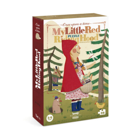 Londji Puzzle 36pcs Little Red Riding Hood Colorful - The unique games from Londji have a story. It is an idea born in Barcelona that brings together the world of toy art. High quality puzzles, with 36 large pieces, made of recycled paper and cardboard. Once upon a time in a little village there lived a little and very beautiful girl! Her mother was very fond of her and her grandmother even more so! So they had made her a red coat, which suited her very well, and so everyone called her Little Red Riding Hood...  The children will love them!