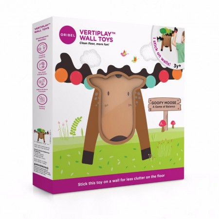 Third image for ORIBEL Vertiplay Wall Toy ‘GOOFY MOOSE’ - Wooden balance game from ORIBEL and the VERTIPLAY series. Use the magnetic discs to balance the horns on Mr. Moose's head. An exciting game to teach children their first lesson in balance and maths.