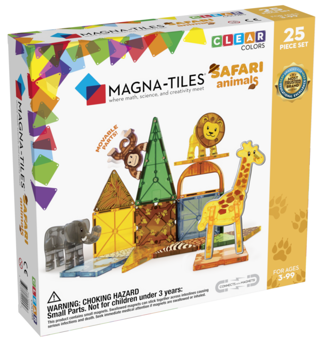 Magna-Tiles® Safari Animals 25-Piece Set - Dive into the exciting world of the Animal Kingdom with your children or students. For little adventurers with wild imaginations, the African savanna is the perfect place for playtime.