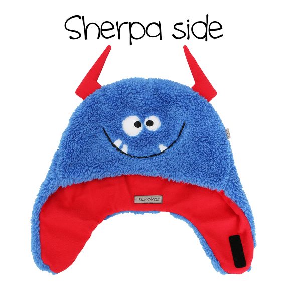 Kids & Baby Reversible Sherpa Hat – Monsters - Keep your little one toasty and warm all winter long with our adorable reversible sherpa hat. Made with soft, double-layered sherpa fleece, this two-in-one design offers double the fun with a whimsical monster featured on each side. Parents will love the quality and warmth while kids will love expressing their individuality with the playful characters.                     Product Details
