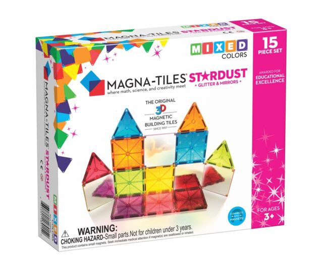 Magna-Tiles® Stardust 15-Piece Set - For kids who love to sparkle, the Magna-Tiles® Stardust 16-Piece Set is the perfect magnetic building toy. Made by Valtech, this eye-catching set follows the original Magna-Tiles® formula – but with a glitzy twist!