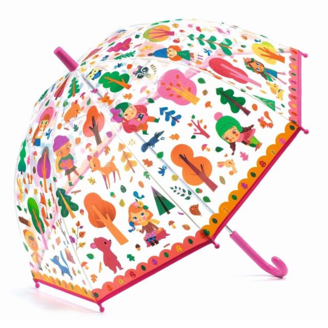 Διάφανη ομπρέλα με ζωάκια, κοριτσάκια και δεντράκια σε διάφορα χρώματα