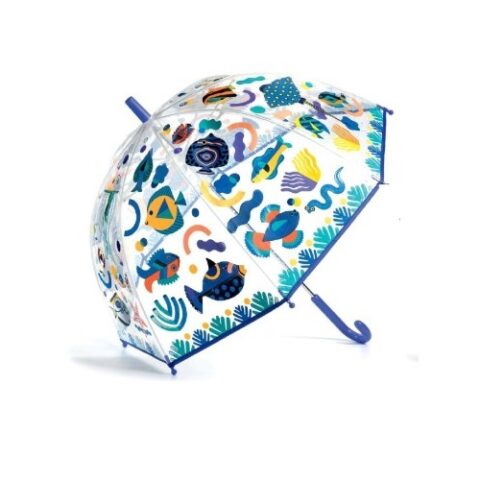 Ομπρέλα διάφανη με ψάρια μπλε
