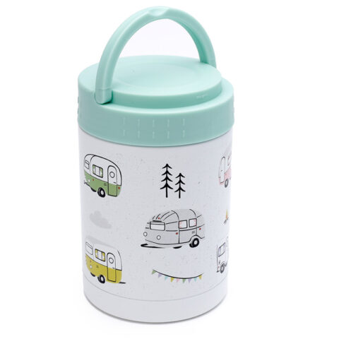Wildwood Caravan Reusable Lunch Pot 500ml - Food container 400 ml BPA Free PVC , made of stainless steel with double wall to keep 8 hours cold and 6 hours hot drinks. The lid is BPA FREE plastic .Dishwasher is not recommended .Reusable.Gift packaging.