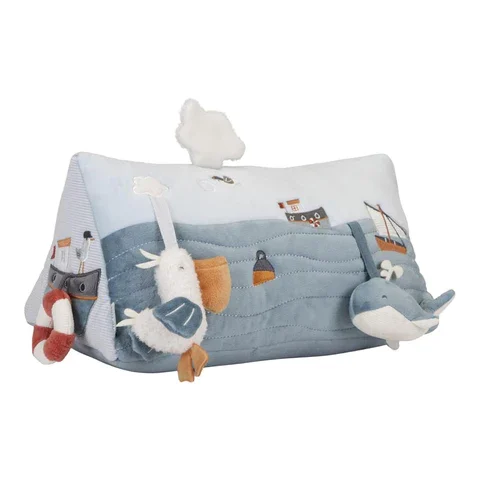 Soft pillow with seagulls, whale and nautical patterns