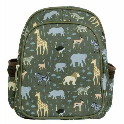 Τσάντα πράσινη με ζώα της ζούγκλας.