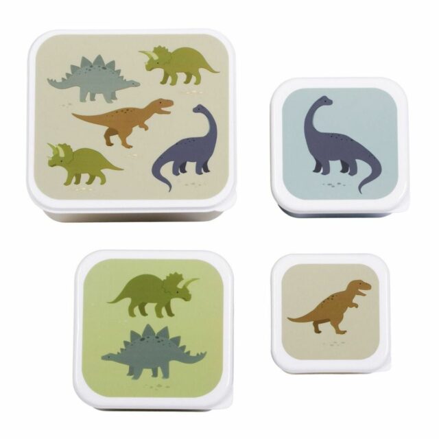 Τέσσερα φαγητοδοχεία με δεινόσαυρους σε διάφορα μεγέθη