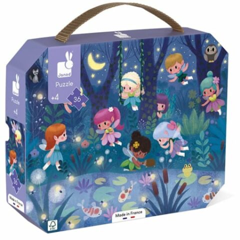 Suitcase with fairies in blue black purple color