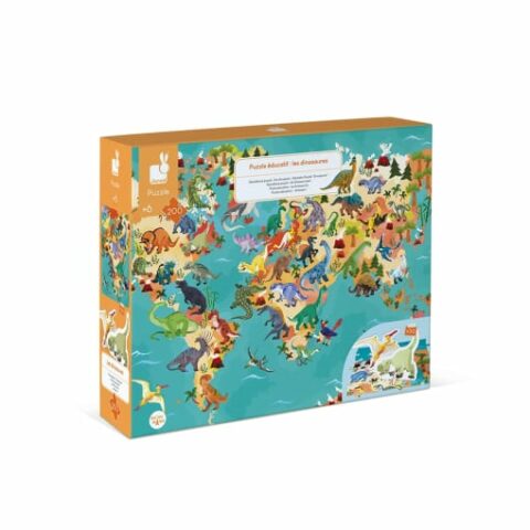 Box with the world and dinosaurs