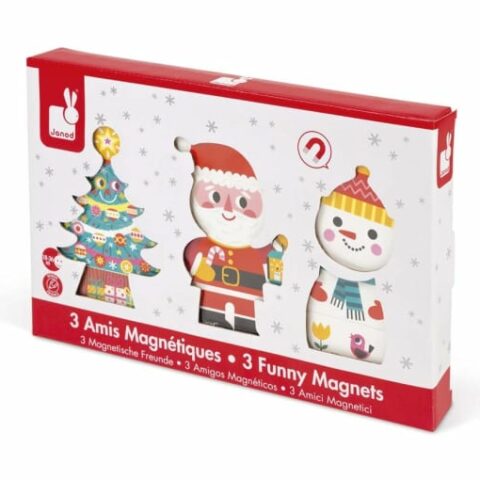 box with christmas tree santa claus and snowman