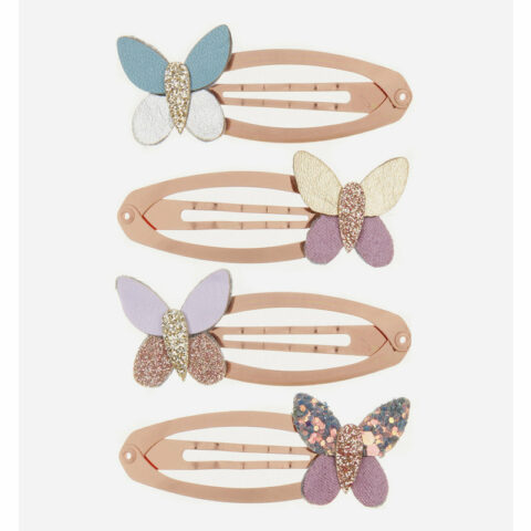 4 κοκαλάκια κλιπ με πεταλούδες σε διάφορα χρώματα