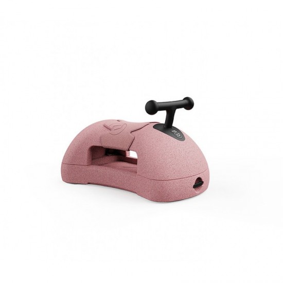 Pink walker with black handle, soft seat and storage space