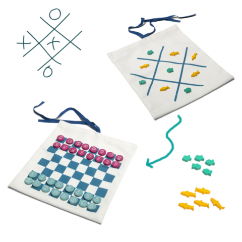 tic-tac-toe and chess with 2 pouches that become a board for the game