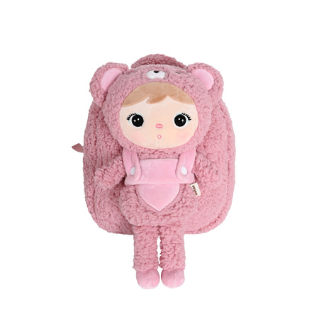 teddy bear curly bag with pink teddy bear doll