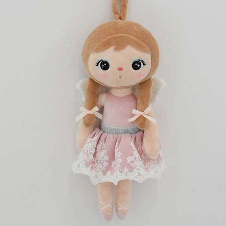 doll with blonde braids and pink lace petticoat