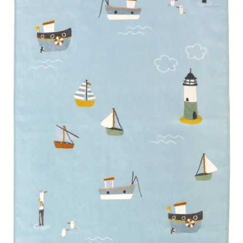 Blue beach towel with boats!