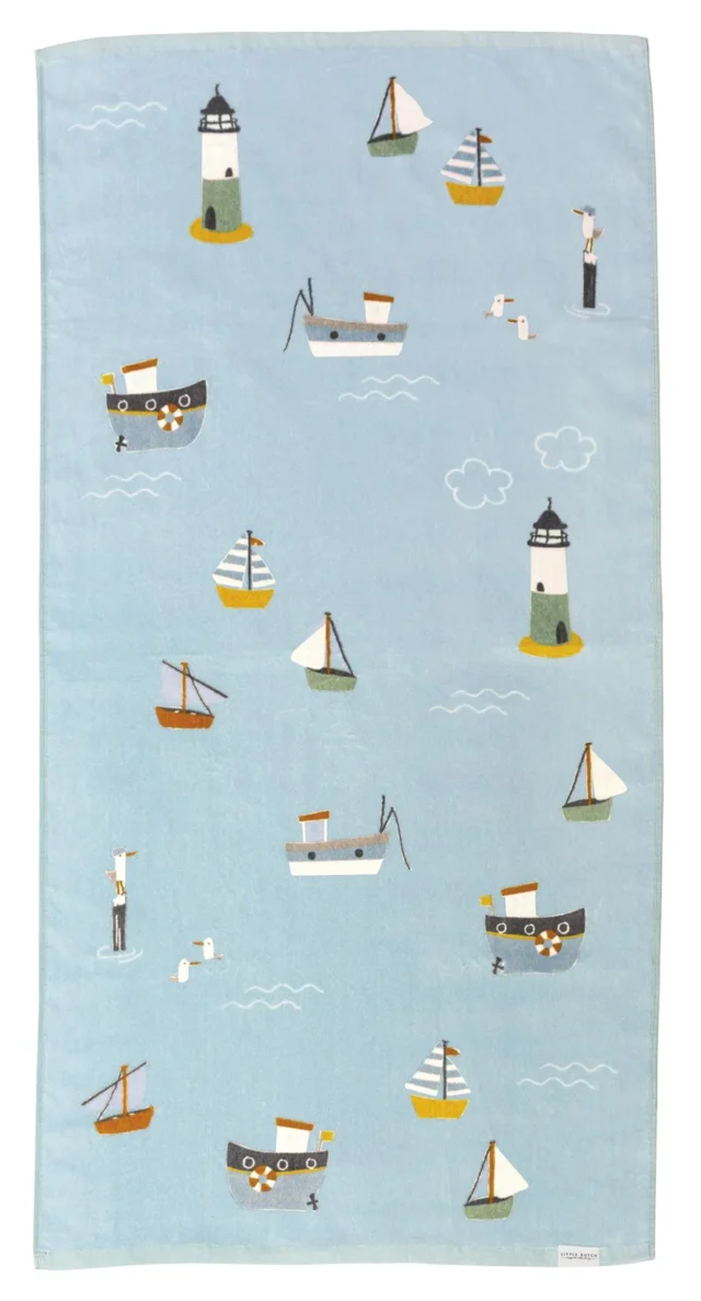 Blue beach towel with boats!