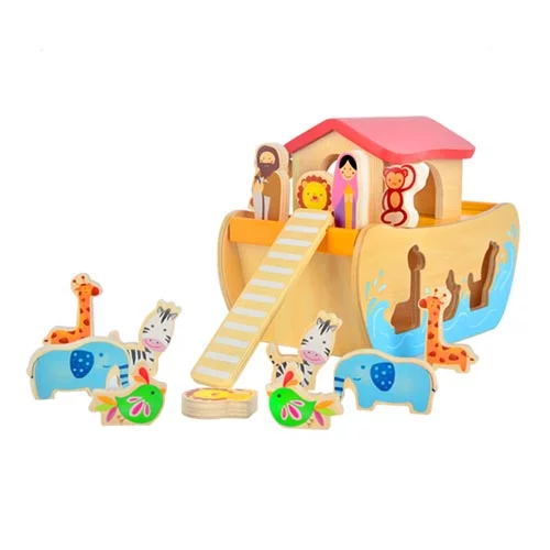 Noah's ark with the ladder and animals in colors
