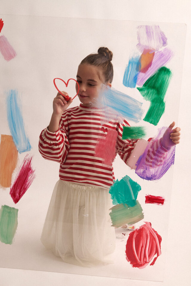 T6515 Striped Universe Kid Set Striped Top, Leggings & Tutu Skirt - Image 2