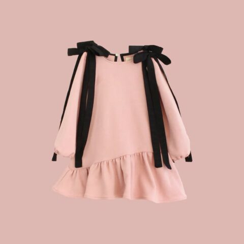 ροζ φόρεμα με κορδέλες